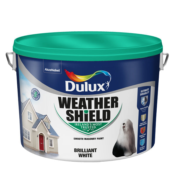 Dulux Weathershield Masonry White Paint (11lt x 2 offer)