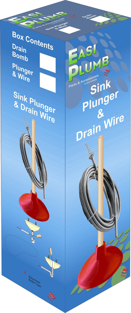 Easi Plumb Sink Plunger & Drain Wire Set
