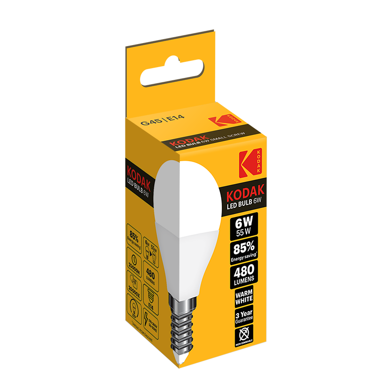 Kodak LED Golf G45 E14 Bulb Warm White PK 2