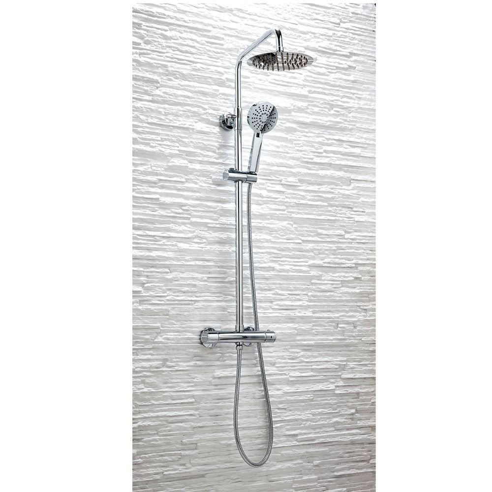 Serena Chrome Round Rigid Riser T Bar Shower Exposed Valve
