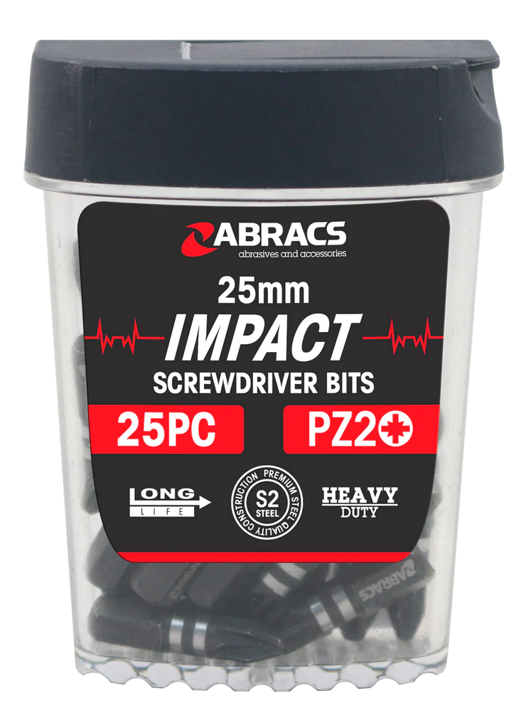Abracs 25mm Impact S/D Bit - PZ2 (25pcs)