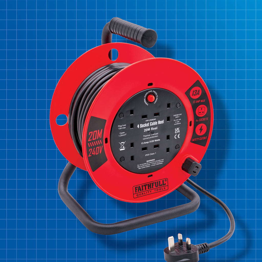 Faithfull 20M CABLE REEL 13A