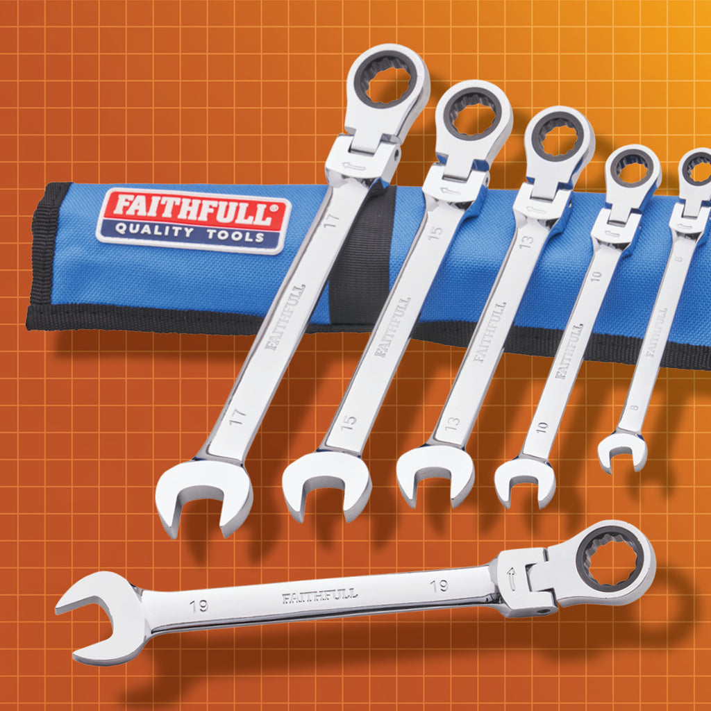 6 PIECE RATCHETING COMBINATION SPANNER SET