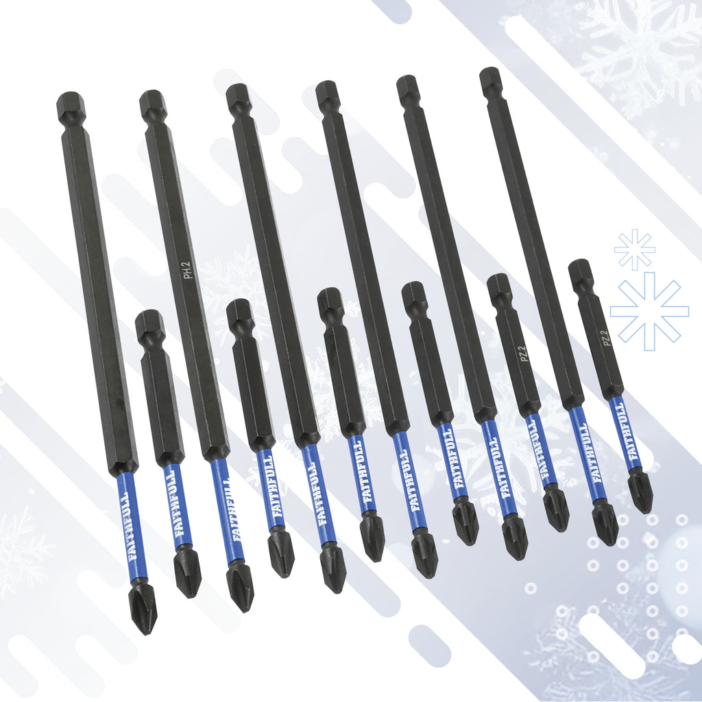 FAITHFULL 12 PIECE IMPACT SCREWDRIVER BIT SET