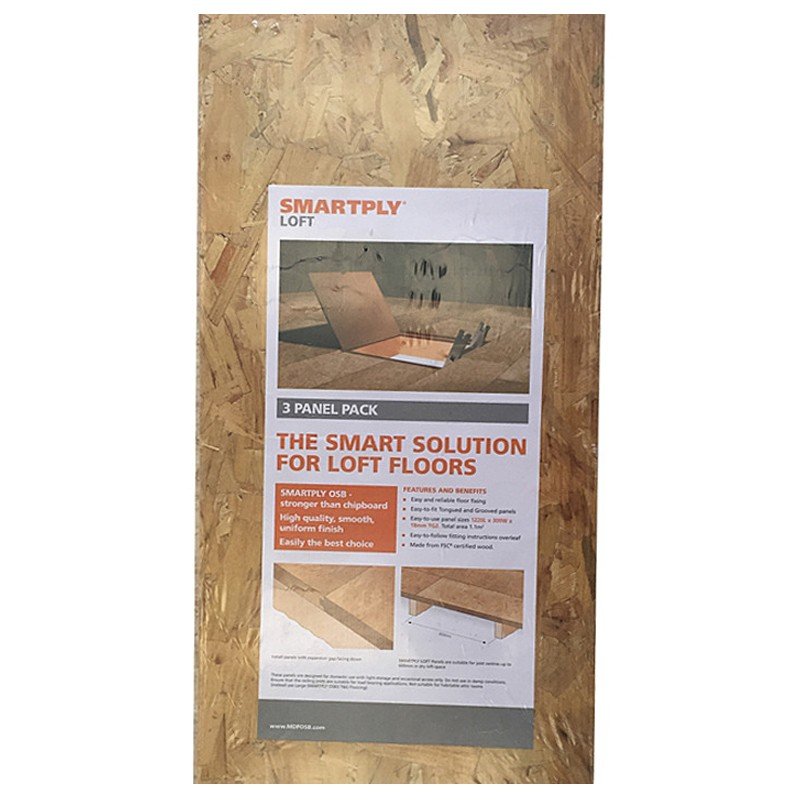 Smartply 18mm Loft Attic OSB T&G Board Pack (3 Sheets)