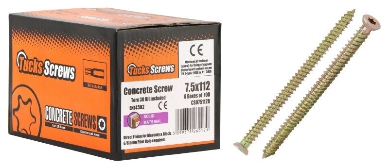 7.5x82mm Concrete Screw 100PC 6mm Pilot