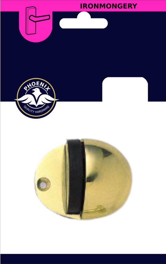 Brass Door Stop Oval Shielded