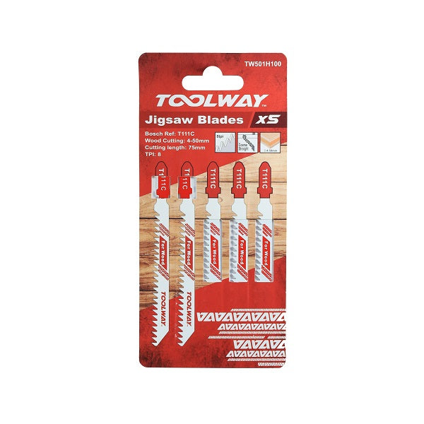 Toolway T111C Coarse Cut Wood Jigsaw Blades 5pc