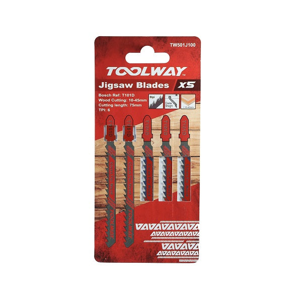 Toolway T101D Clean Cut Wood Jigsaw Blades 5pc