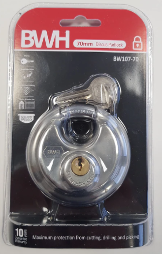 BWH 70mm Disc Padlock Stainless Steel